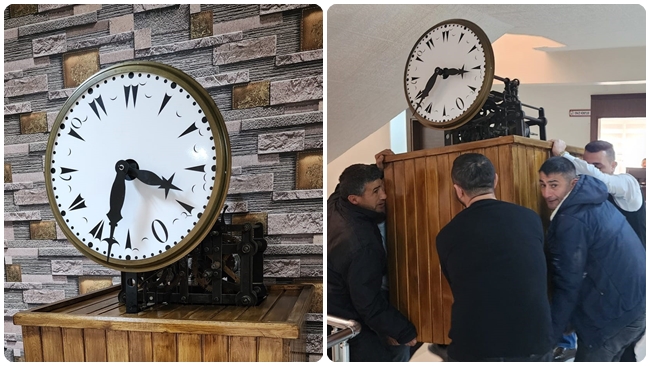 PARÃ‡ALARI KAYBOLAN TARÄ°HÄ° SAAT  KULESÄ°NÄ°N ORÄ°JÄ°NAL SAATÄ° GETÄ°RTÄ°LDÄ°