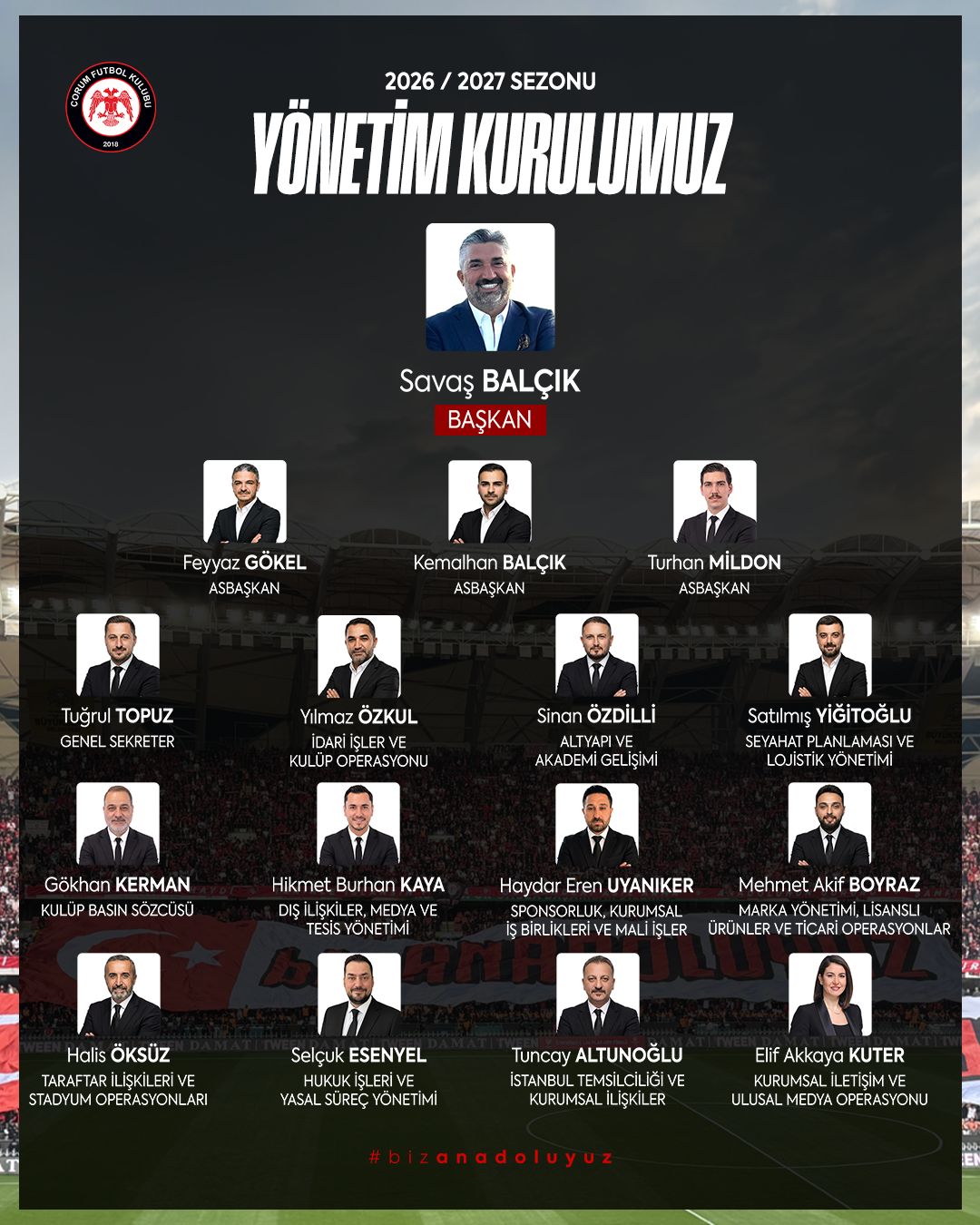 ARCA ÇORUM FK YENİ YÖNETİMi BELLİ OLDU