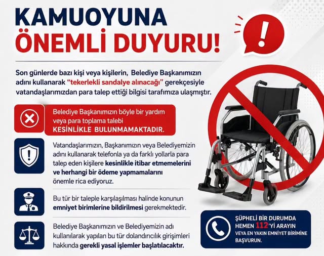 BOĞAZKALE BELEDİYESİ'NDEN DOLANDIRICILIK UYARISI